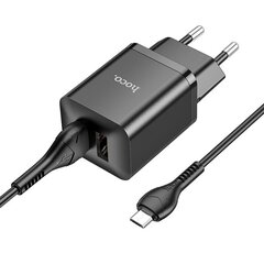 Сетевая зарядка Hoco N25 2xUSB-A (2.1A) + Type-C черная цена и информация | Зарядные устройства для телефонов | pigu.lt