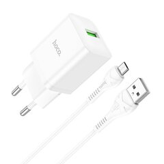 Сетевая зарядка Hoco N26 USB-A Quick Charge 3.0 18W + Type-C белая цена и информация | Зарядные устройства для телефонов | pigu.lt