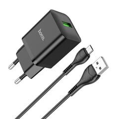 Сетевая зарядка Hoco N26 USB-A Quick Charge 3.0 18W + MicroUSB черная цена и информация | Зарядные устройства для телефонов | pigu.lt