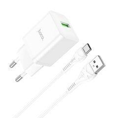 Сетевая зарядка Hoco N26 USB-A Quick Charge 3.0 18W + Type-C белая цена и информация | Зарядные устройства для телефонов | pigu.lt