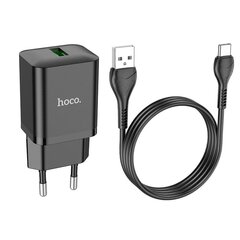 Сетевая зарядка Hoco N26 USB-A Quick Charge 3.0 18W + Type-C черная цена и информация | Зарядные устройства для телефонов | pigu.lt