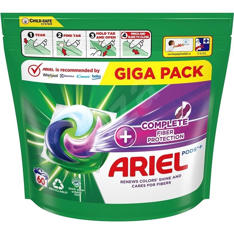 Ariel All-in-1 PODs +Fiber Care protection skalbimo kapsulės, 60 vnt. kaina ir informacija | Skalbimo priemonės | pigu.lt