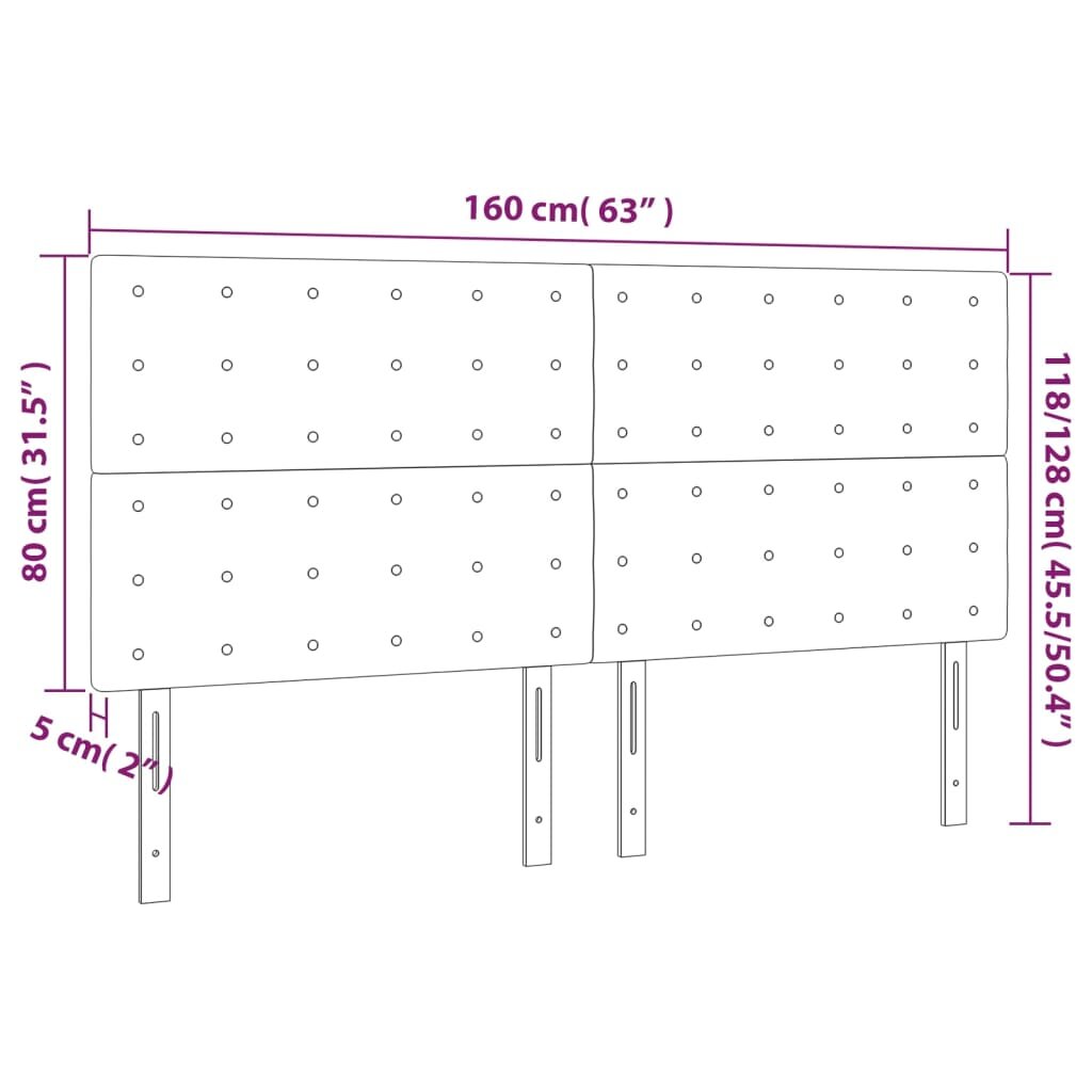 Galvūgalis, 4vnt., juodos spalvos, 80x5x78/88cm, audinys kaina ir informacija | Lovos | pigu.lt