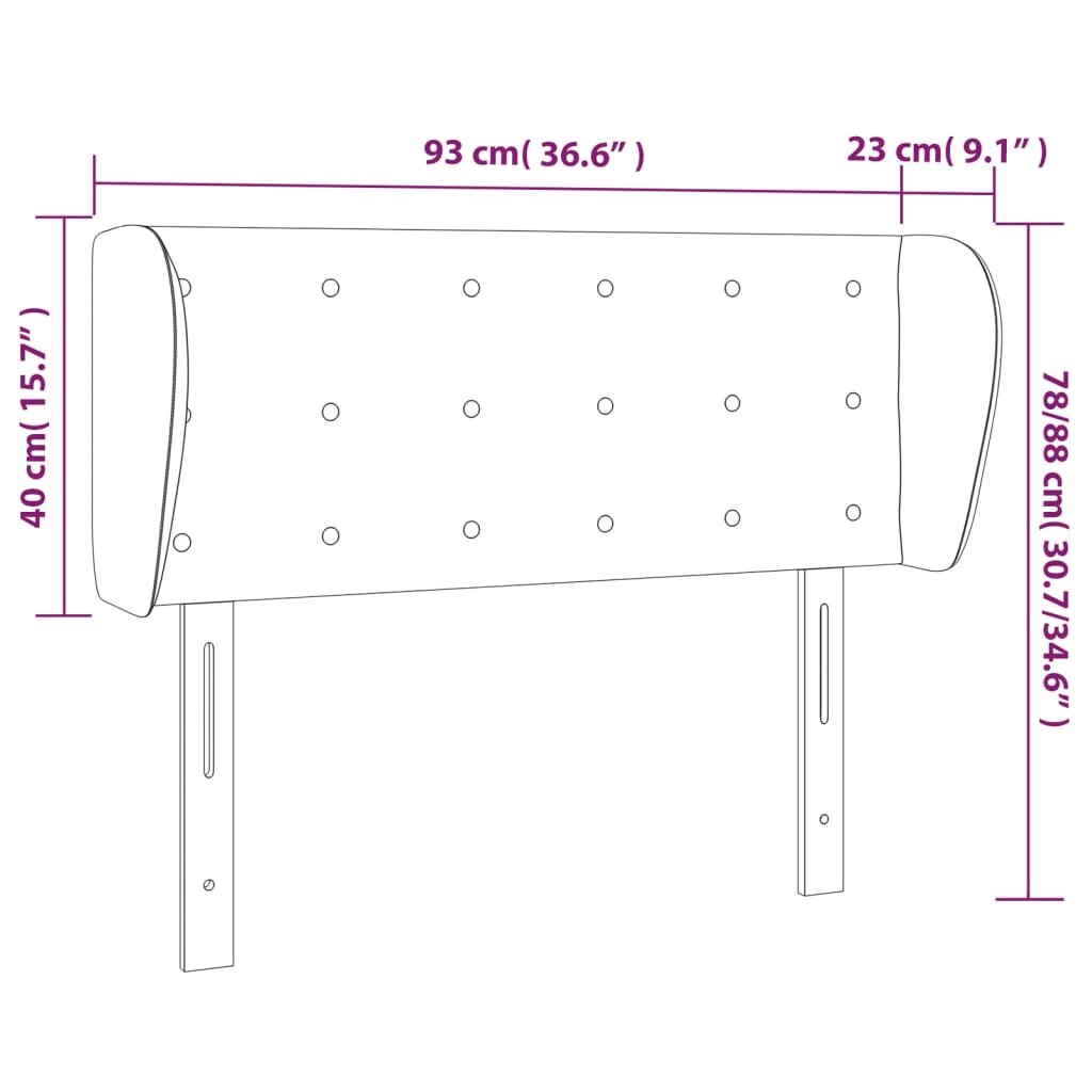 Galvūgalis su auselėmis, tamsiai rudos,93x23x78/88cm, audinys kaina ir informacija | Lovos | pigu.lt