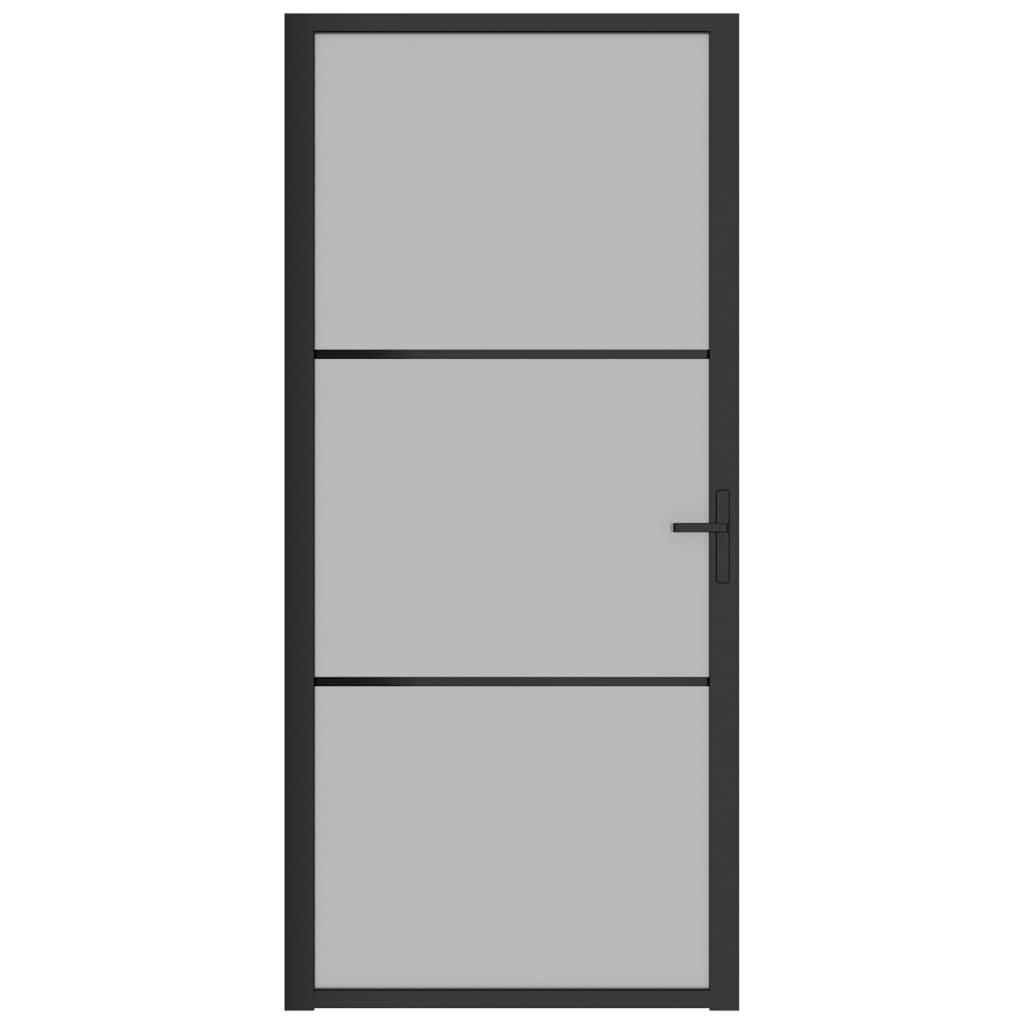 Matinio stiklo ir aliuminio vidaus durys, juodos, 93 x 201,5 cm. kaina ir informacija | Vidaus durys | pigu.lt