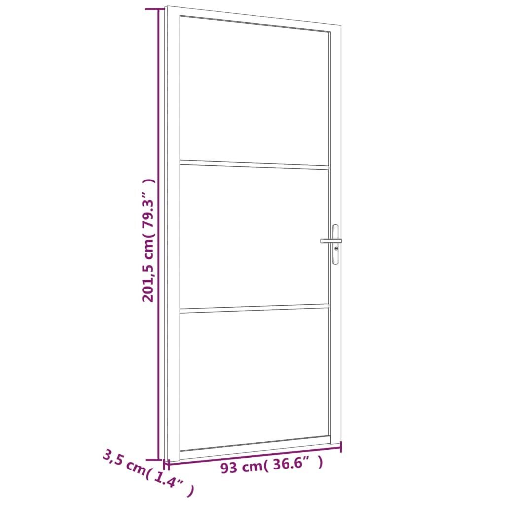 Matinio stiklo ir aliuminio vidaus durys, juodos, 93 x 201,5 cm. kaina ir informacija | Vidaus durys | pigu.lt