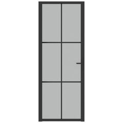 Matinio stiklo ir aliuminio vidaus durys, juodos, 76 x 201,5 cm. kaina ir informacija | Vidaus durys | pigu.lt
