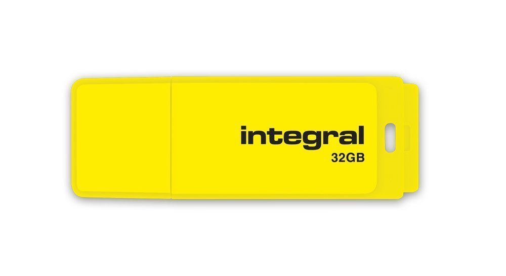 USB laikmena Integral NEON 32 GB USB 2.0, geltona kaina ir informacija | USB laikmenos | pigu.lt