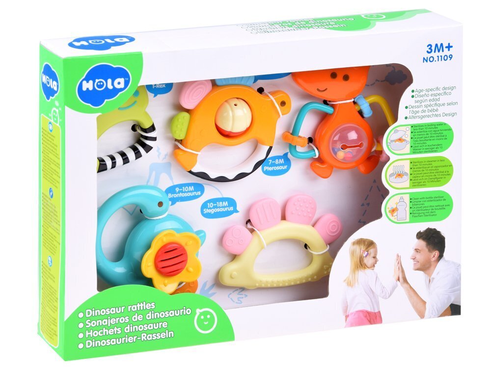 Barškučių ir kramtukų rinkinys kūdikiui Hola, 5 vnt. kaina ir informacija | Žaislai kūdikiams | pigu.lt