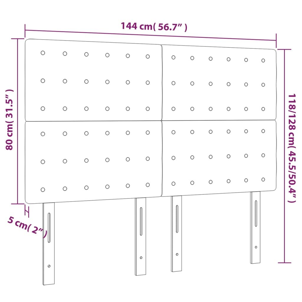 Galvūgaliai, 4vnt., šviesiai pilki, 72x5x78/88cm, audinys kaina ir informacija | Lovos | pigu.lt