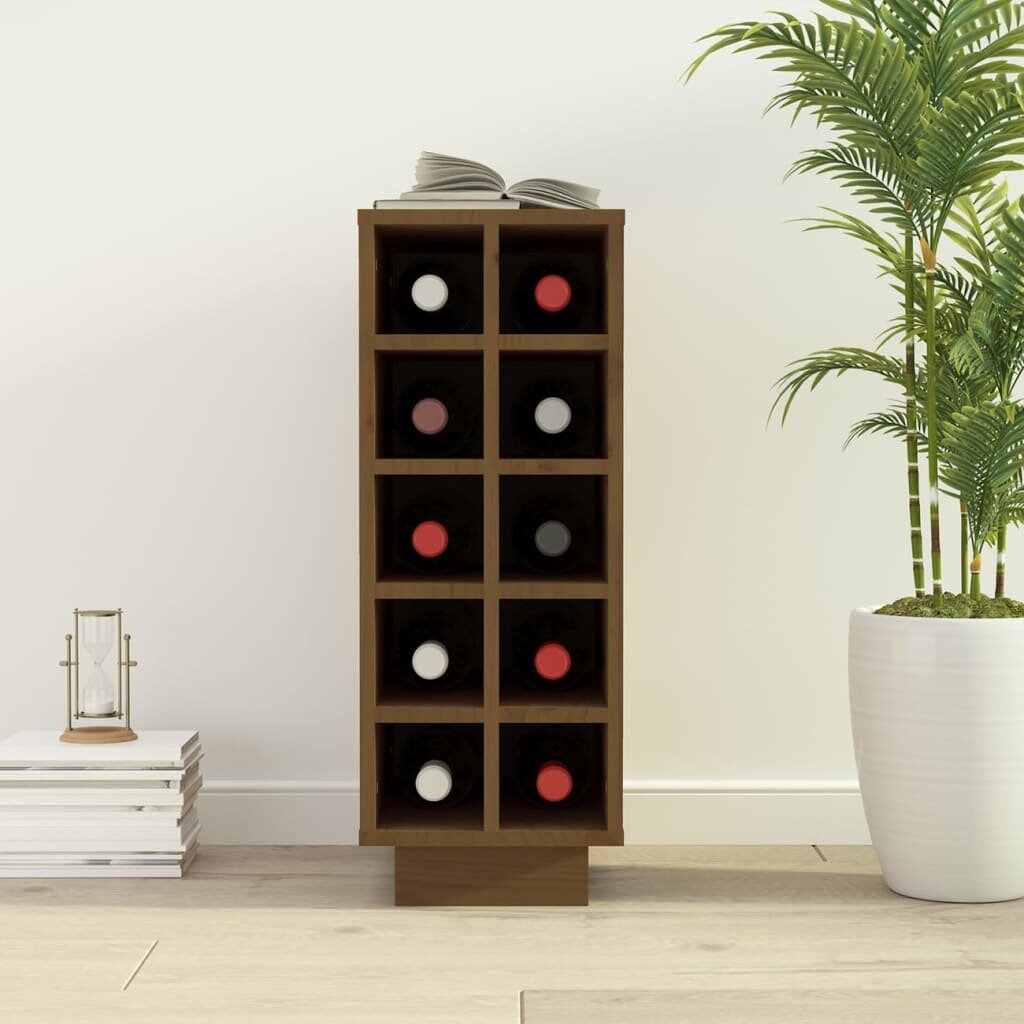 Vyno spintelė, medaus ruda, 23x34x61cm, ruda kaina ir informacija | Virtuvinės spintelės | pigu.lt