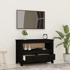 Televizoriaus spintelė, Pušies medienos masyvas, 79x35x52cm, juoda kaina ir informacija | TV staliukai | pigu.lt