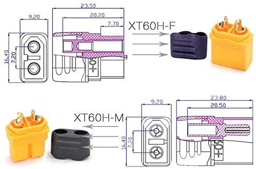 Aukštos kokybės "Xt60H" jungtys, vyriška-vyriška su apsauginiu apvalkalu, modelio RC Lipo akumuliatorių jungtys, 5 poros kaina ir informacija | Išmanioji technika ir priedai | pigu.lt