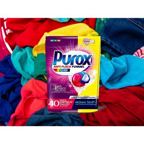 Purox Color skalbimo kapsulės, 40 vnt. kaina ir informacija | Skalbimo priemonės | pigu.lt