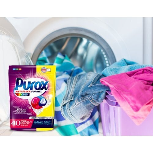 Purox Color skalbimo kapsulės, 40 vnt. kaina ir informacija | Skalbimo priemonės | pigu.lt