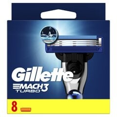 Насадки для бритвы Gillette Mach3 Turbo, 8 шт. цена и информация | Косметика и средства для бритья | pigu.lt