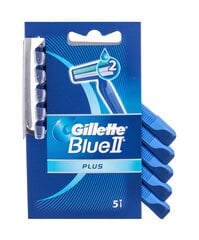 Одноразовые бритвы для мужчин Gillette Blue II Plus 5 шт. цена и информация | Косметика и средства для бритья | pigu.lt