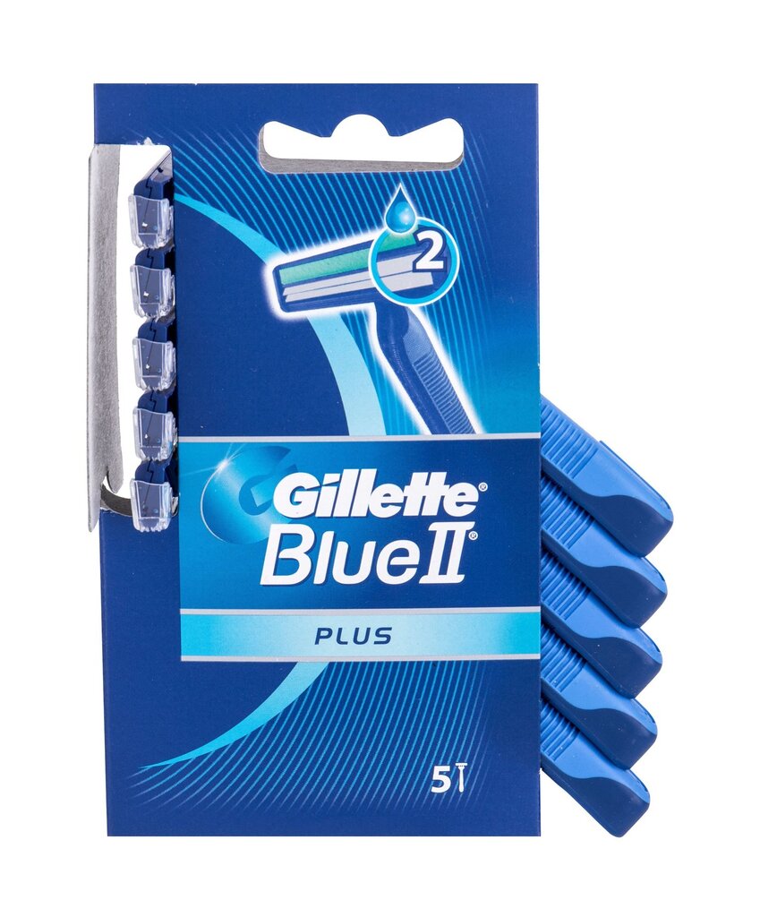 Vienkartiniai skustuvai vyrams Gillette Blue II Plus 5 vnt. цена и информация | Skutimosi priemonės ir kosmetika | pigu.lt