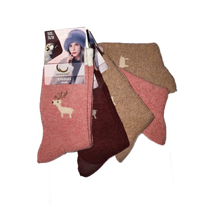 Moteriškos kojinės su angoros vilna, 5 poros kaina ir informacija | Moteriškos kojinės | pigu.lt