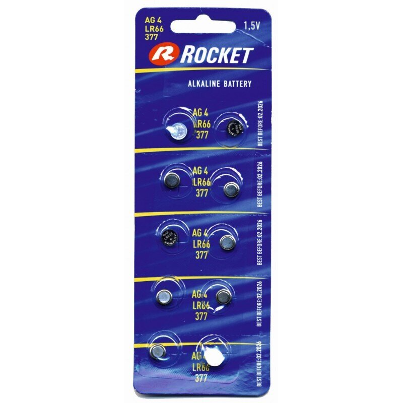 Elementai Rocket Alkaline LR66 177 AG4 , 10 vnt. kaina ir informacija | Elementai | pigu.lt