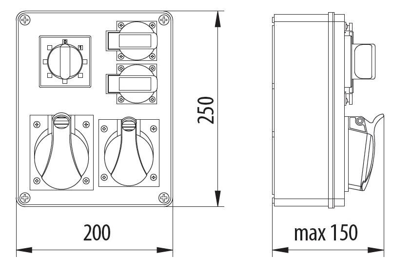 Paskirstymo plokštė R-BOX 240 2x230V 1x32A/5P 1x16A/5P L-0-P - B.1095W цена и информация | Elektros jungikliai, rozetės | pigu.lt