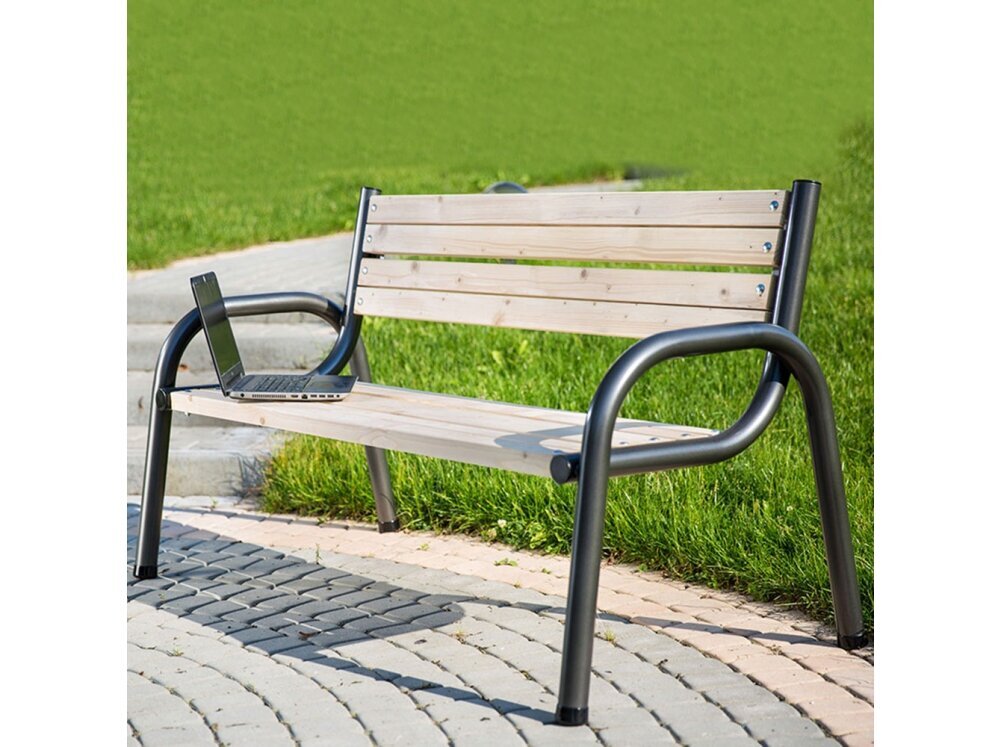 Lauko suolas Patio Park 150 cm, rudas/pilkas kaina ir informacija | Lauko suolai | pigu.lt