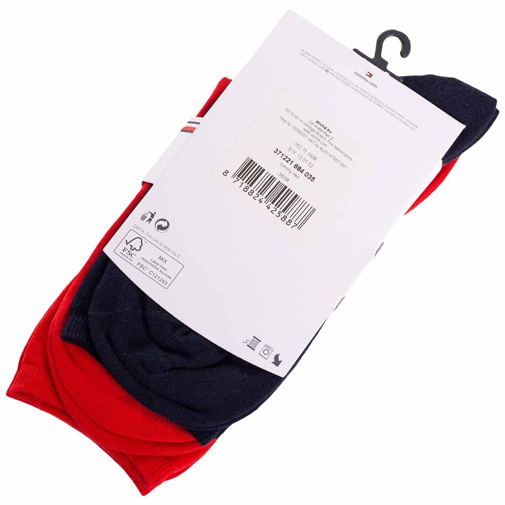 Kojinės moterims Tommy Hilfiger 51635, juodos/raudonos, 2 poros, kaina ir informacija | Moteriškos kojinės | pigu.lt