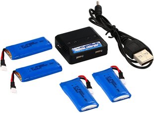 1 TO 4 Зарядное устройство с 4 x 500mAh LIPO аккумуляторами для HUBSAN X4 H107L H107C H107D H107 V252 цена и информация | Смарттехника и аксессуары | pigu.lt