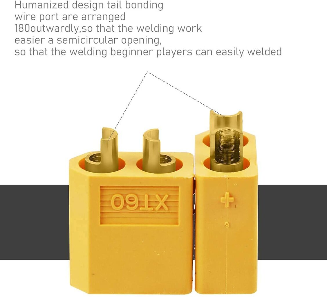 XT60 Aukštos kokybės, vyriškos-vyriškos, modelio Rc Lipo akumuliatorių jungtys, 5 poros kaina ir informacija | Išmanioji technika ir priedai | pigu.lt