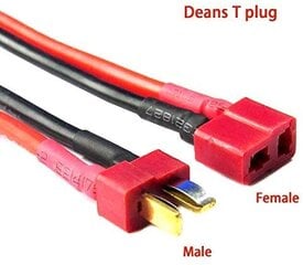 1 vnt. "Deans T" jungčių, skirtų "Tamiya" įkrovimo adapterio kabeliui, skirtam RC transporto priemonėms ir "Lipo" akumuliatoriams kaina ir informacija | Išmanioji technika ir priedai | pigu.lt