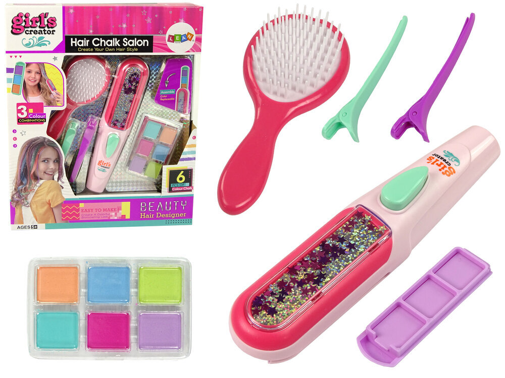 Plaukų puošybos rinkinys su tiesintuvėliu dažymui ir aksesuarais цена и информация | Žaislai mergaitėms | pigu.lt