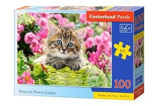 Dėlionė Kitten in Flower Garden, 100 d. цена и информация | Пазлы | pigu.lt