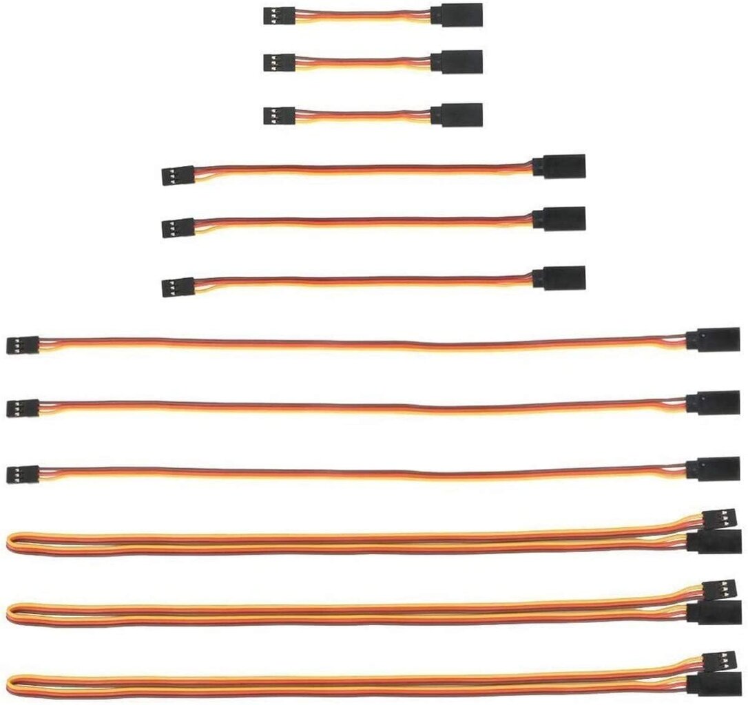 12 vienetų JR prailginimo kabelis Servo 3 Pin 26AWG vyriškos ir moteriškos lyties Futaba JR kabelis, skirtas nuotoliniu būdu valdomiems orlaiviams 3 vienetai x cm 7, 15, 30, 60 kaina ir informacija | Išmanioji technika ir priedai | pigu.lt