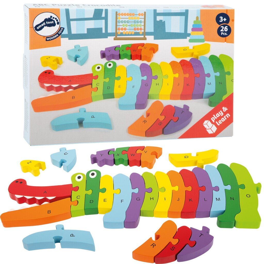 Medinis krokodilas-abėcėlės dėlionė Small Foot ABC kaina ir informacija | Lavinamieji žaislai | pigu.lt