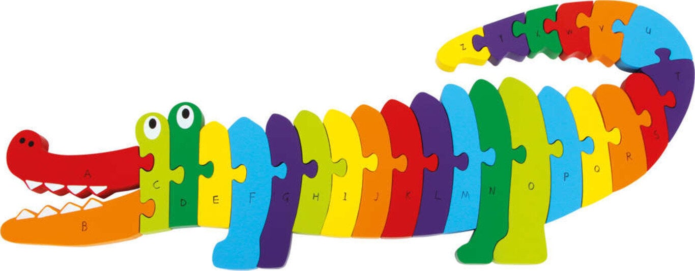 Medinis krokodilas-abėcėlės dėlionė Small Foot ABC цена и информация | Lavinamieji žaislai | pigu.lt