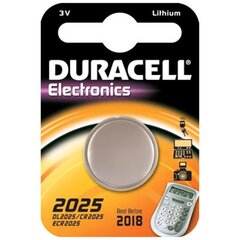 Литиевая батарея Duracell CR2025 Long Lasting Power 3V Lithium Tablet Battery (DL2025) (1шт.) цена и информация | Батарейки | pigu.lt