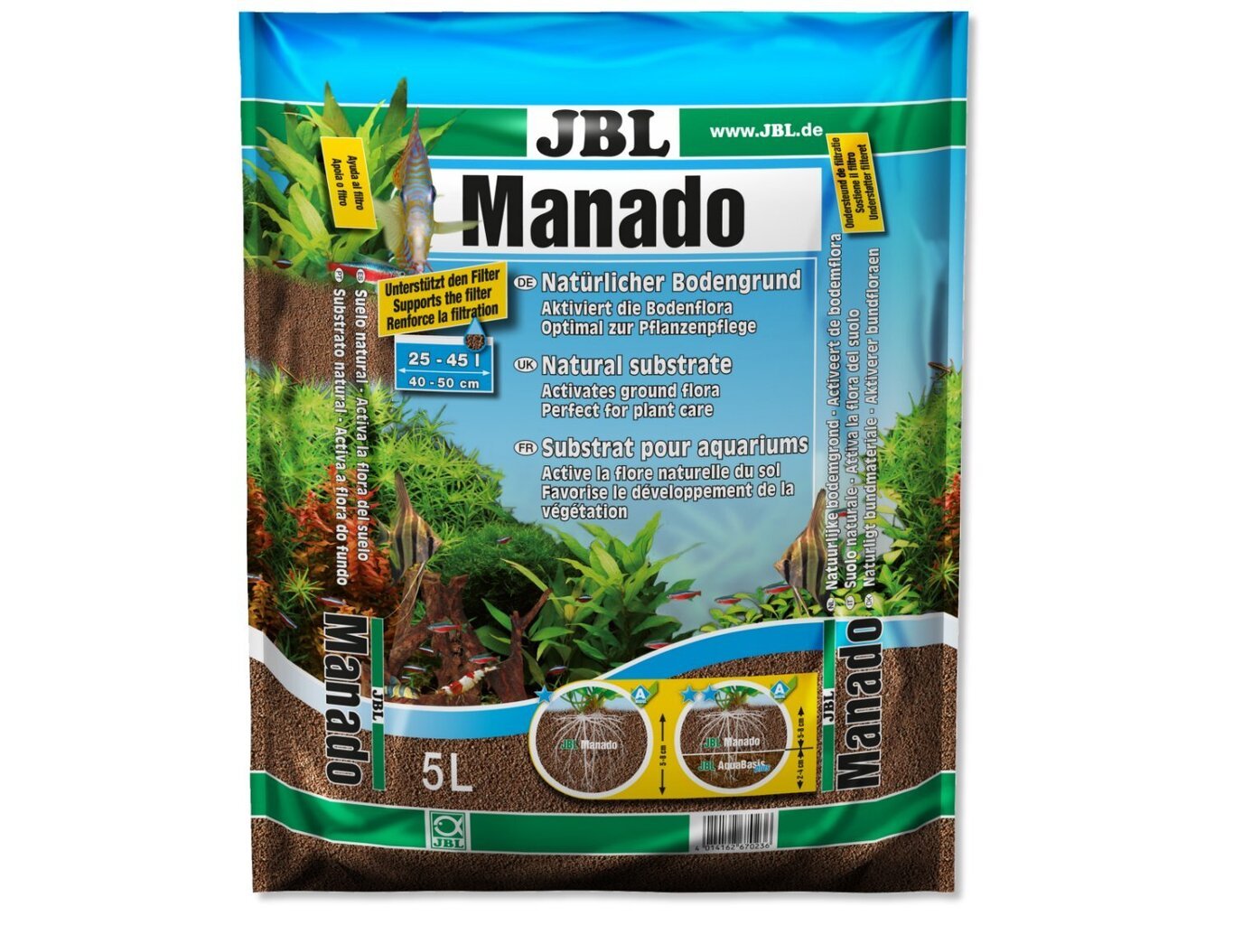 Akvariumo substratas augalams JBL Manado, 5l kaina ir informacija | Akvariumo augalai, dekoracijos | pigu.lt