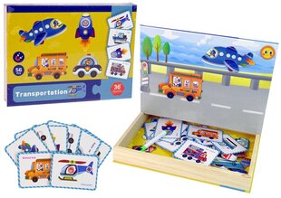Magnetinė galvosūkių knyga Lean Toys Transporto priemonės kaina ir informacija | Lavinamieji žaislai | pigu.lt