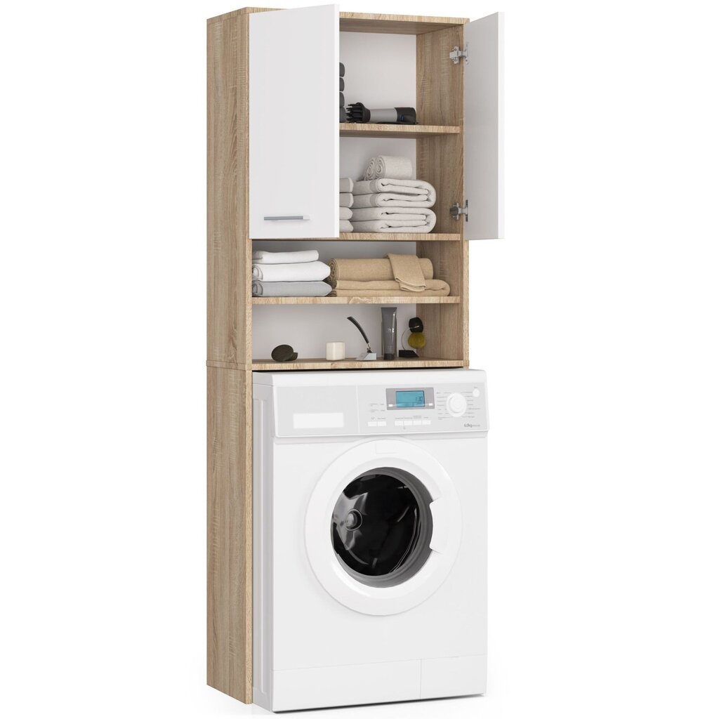 Spintelė virš skalbimo mašinos Akord, ruda kaina ir informacija | Vonios spintelės | pigu.lt