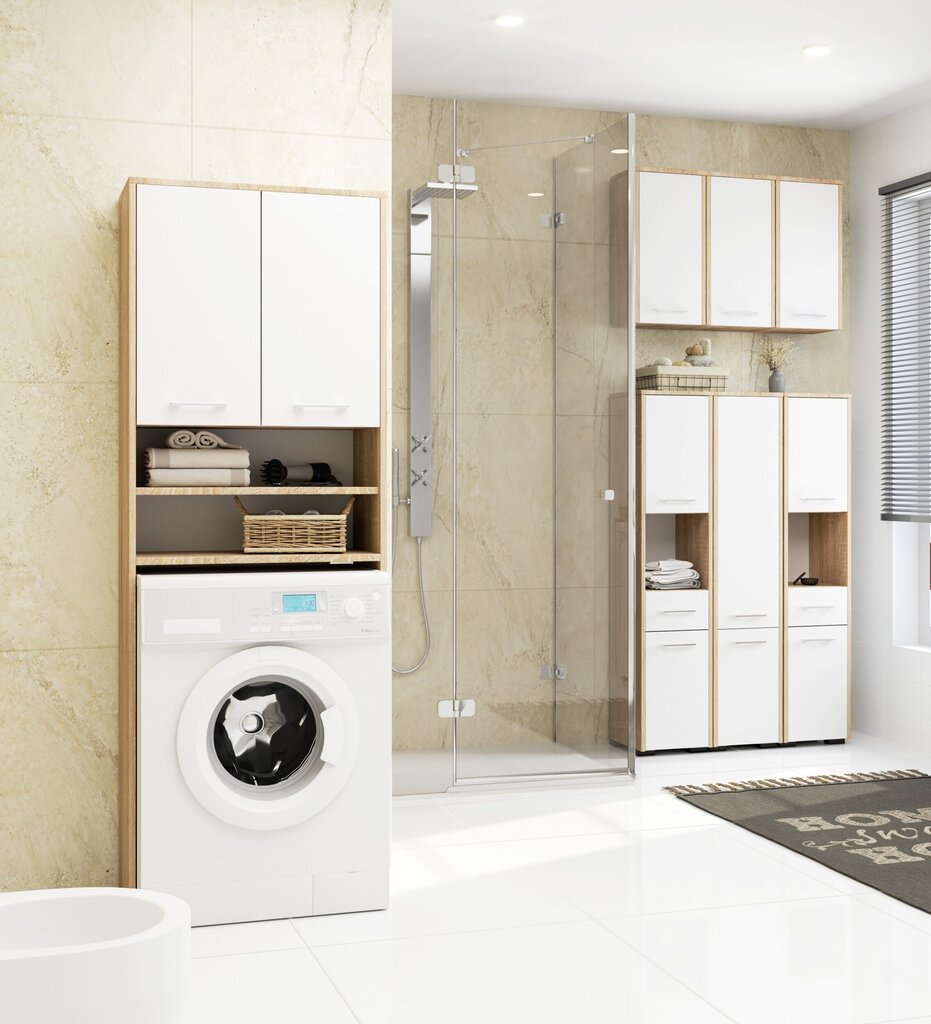 Spintelė virš skalbimo mašinos Akord, ruda цена и информация | Vonios spintelės | pigu.lt