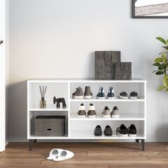 Spintelė batams, Apdirbta mediena, 102x36x60cm, balta blizgi spalva цена и информация | Полки для обуви, банкетки | pigu.lt