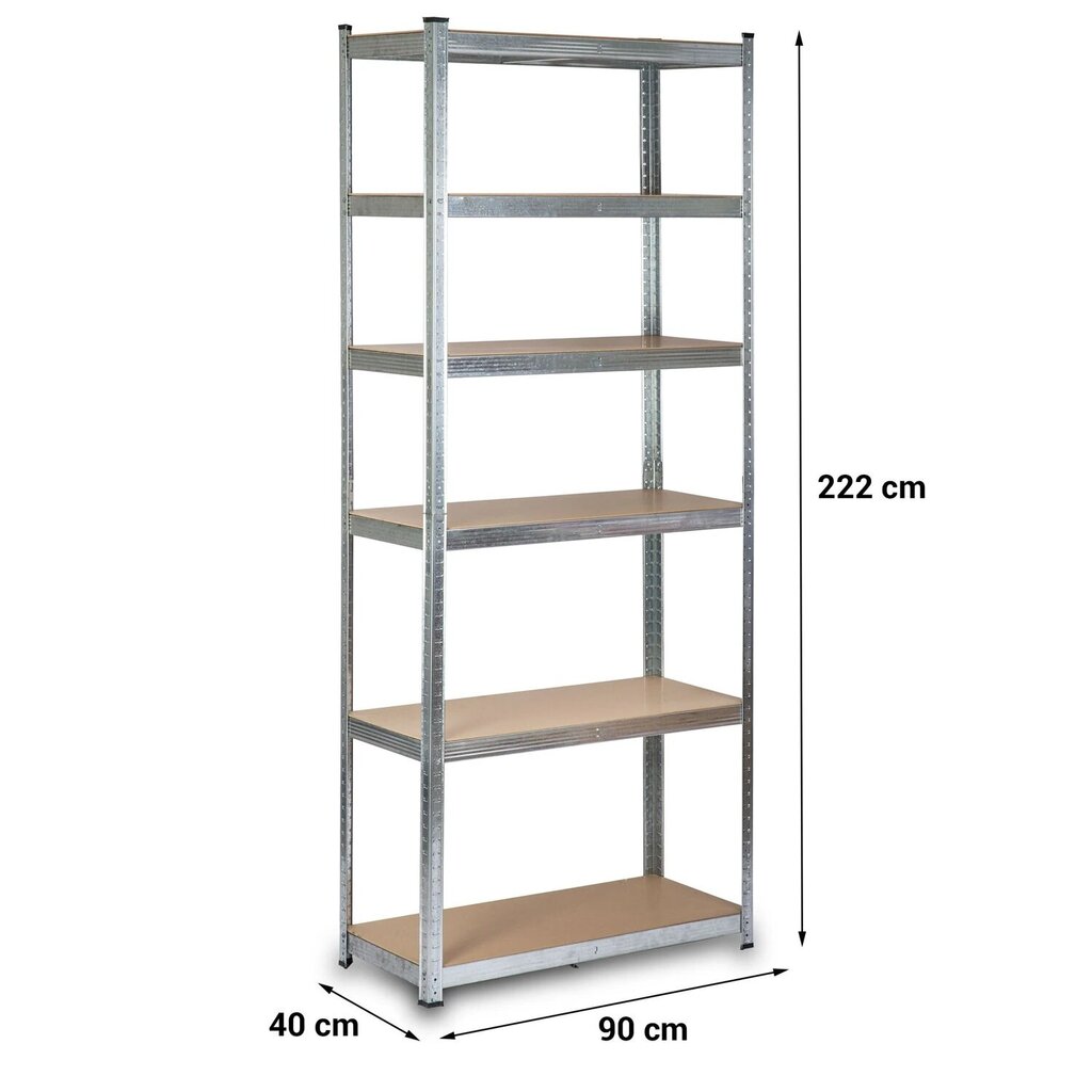 Sandėliavimo lentyna 4814 6 lentynų 150/900kg 222x90x40cm цена и информация | Sandėliavimo lentynos | pigu.lt