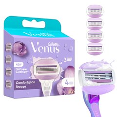 Сменные кассеты для бритья Gillette Venus Breeze, 4 шт. цена и информация | Косметика и средства для бритья | pigu.lt