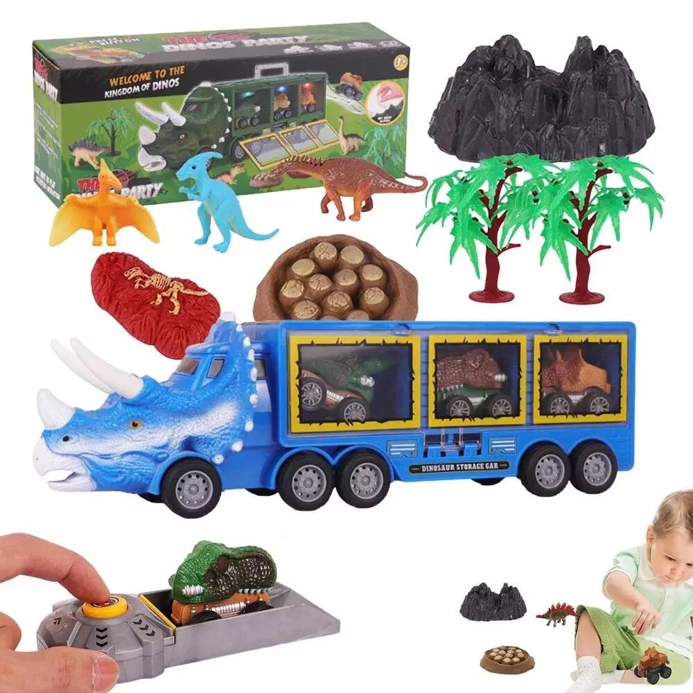Grojantis Dino sunkvežimis - mėlynas kaina ir informacija | Žaislai berniukams | pigu.lt