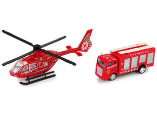 Gaisrinės transporto rinkinys - automobilis ir sraigtasparnis kaina ir informacija | Žaislai berniukams | pigu.lt