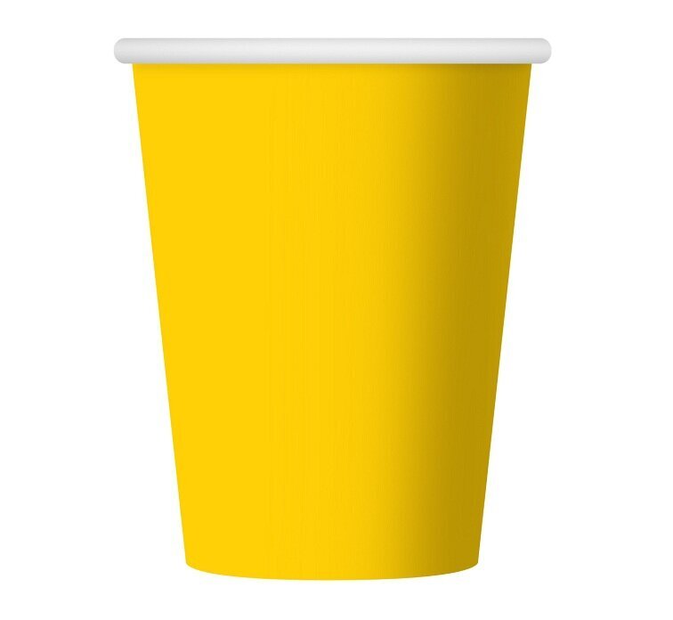 Vienkartiniai popieriniai puodeliai, 270 ml, 6 vnt, spalva: geltona (PF-KJZ) 8235 kaina ir informacija | Vienkartiniai indai šventėms | pigu.lt
