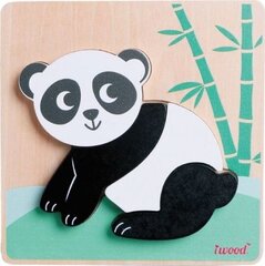 Medinė dėlionė iWood Panda kaina ir informacija | Žaislai kūdikiams | pigu.lt