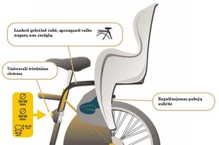 Galinė dviračio kėdutė Bellelli B-One Standart, tamsiai pilka kaina ir informacija | Dviračių kėdutės vaikams | pigu.lt