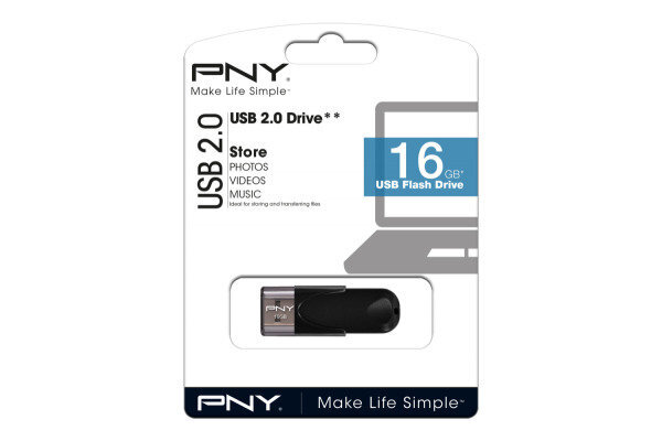 USB laikmena PNY Attaché 4 USB 2.0 16 GB, juoda kaina ir informacija | USB laikmenos | pigu.lt