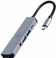 Gembird USB Type-C 5-in-1 Grey kaina ir informacija | Adapteriai, USB šakotuvai | pigu.lt